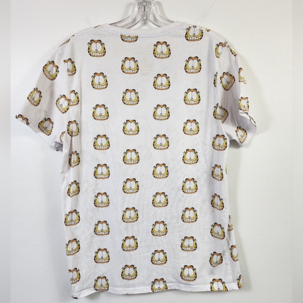Garfield Men's White T-Shirt with Cartoon Printed Head Graphic Design, sz MD - Picture 3 of 13